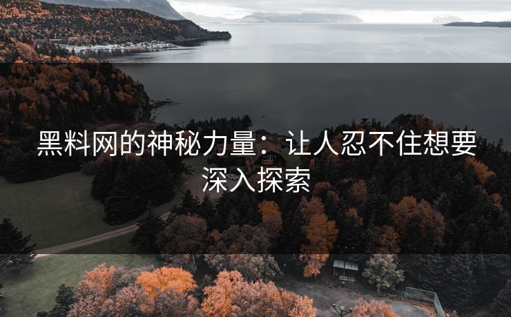 黑料网的神秘力量：让人忍不住想要深入探索