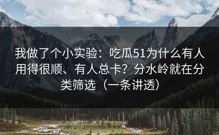 我做了个小实验：吃瓜51为什么有人用得很顺、有人总卡？分水岭就在分类筛选（一条讲透）